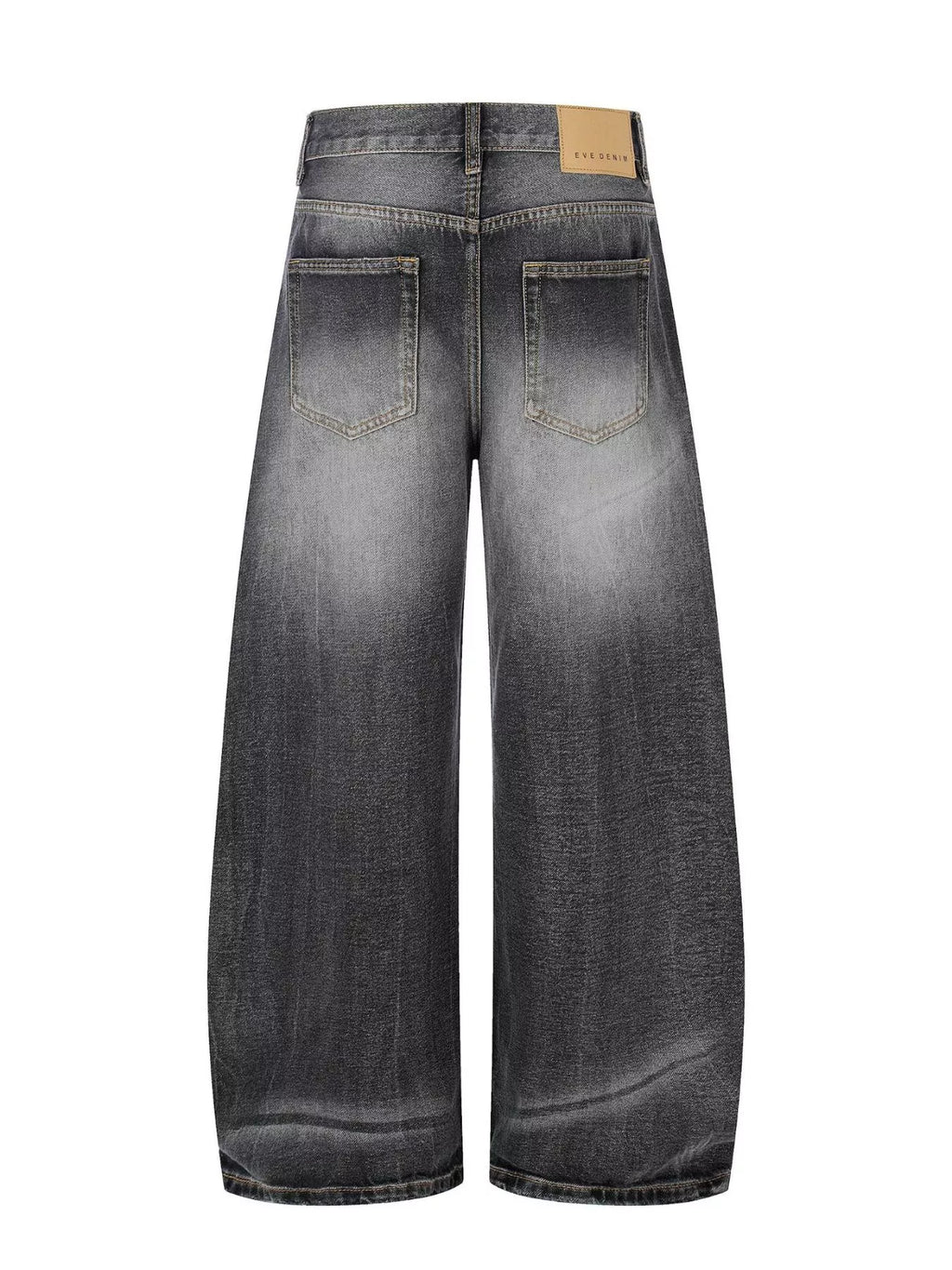 Men's Black Men's Distressed Wide-Leg Jeans, Plus Size - Black