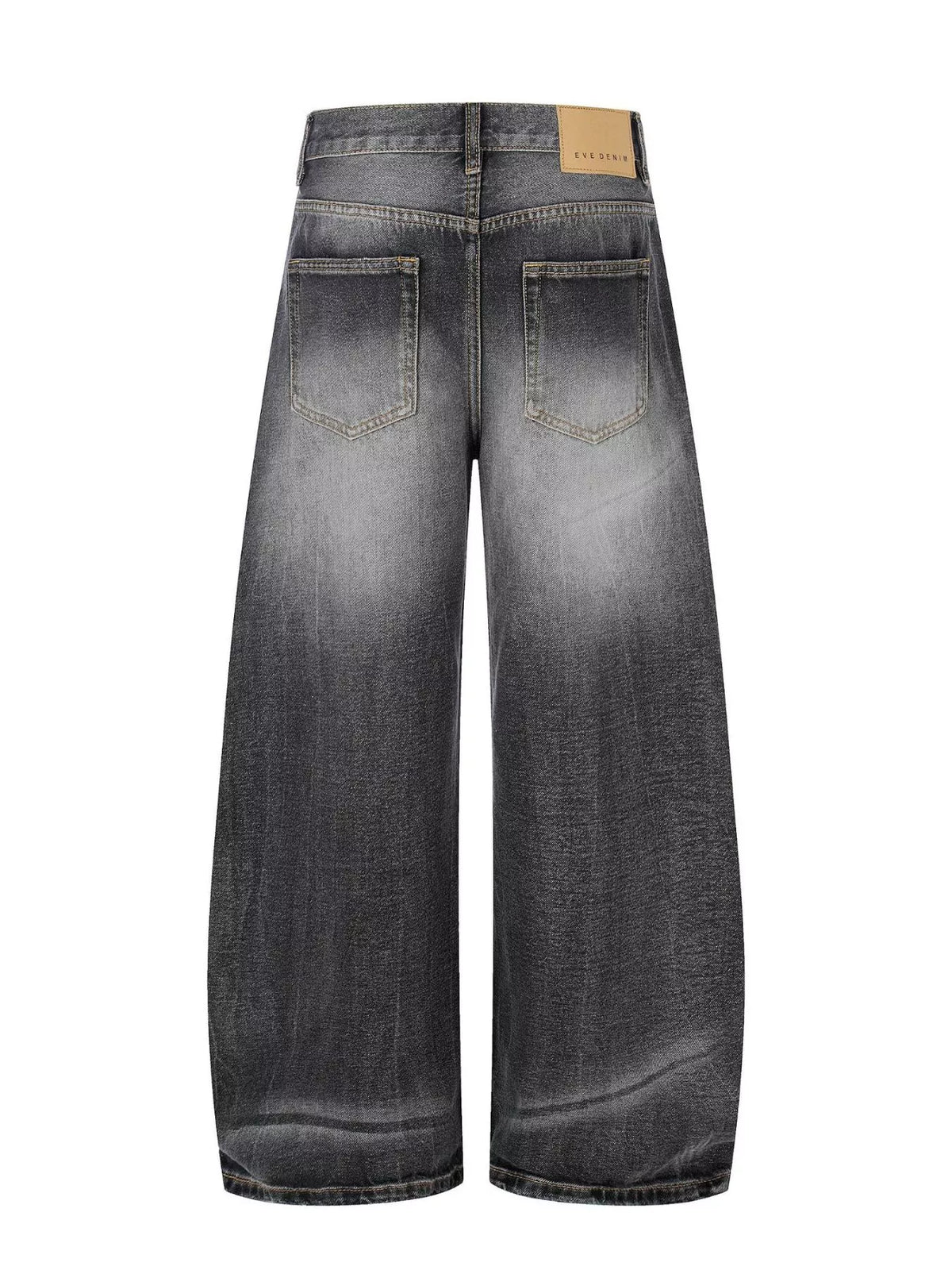 Men's Black Men's Distressed Wide-Leg Jeans, Plus Size - Black