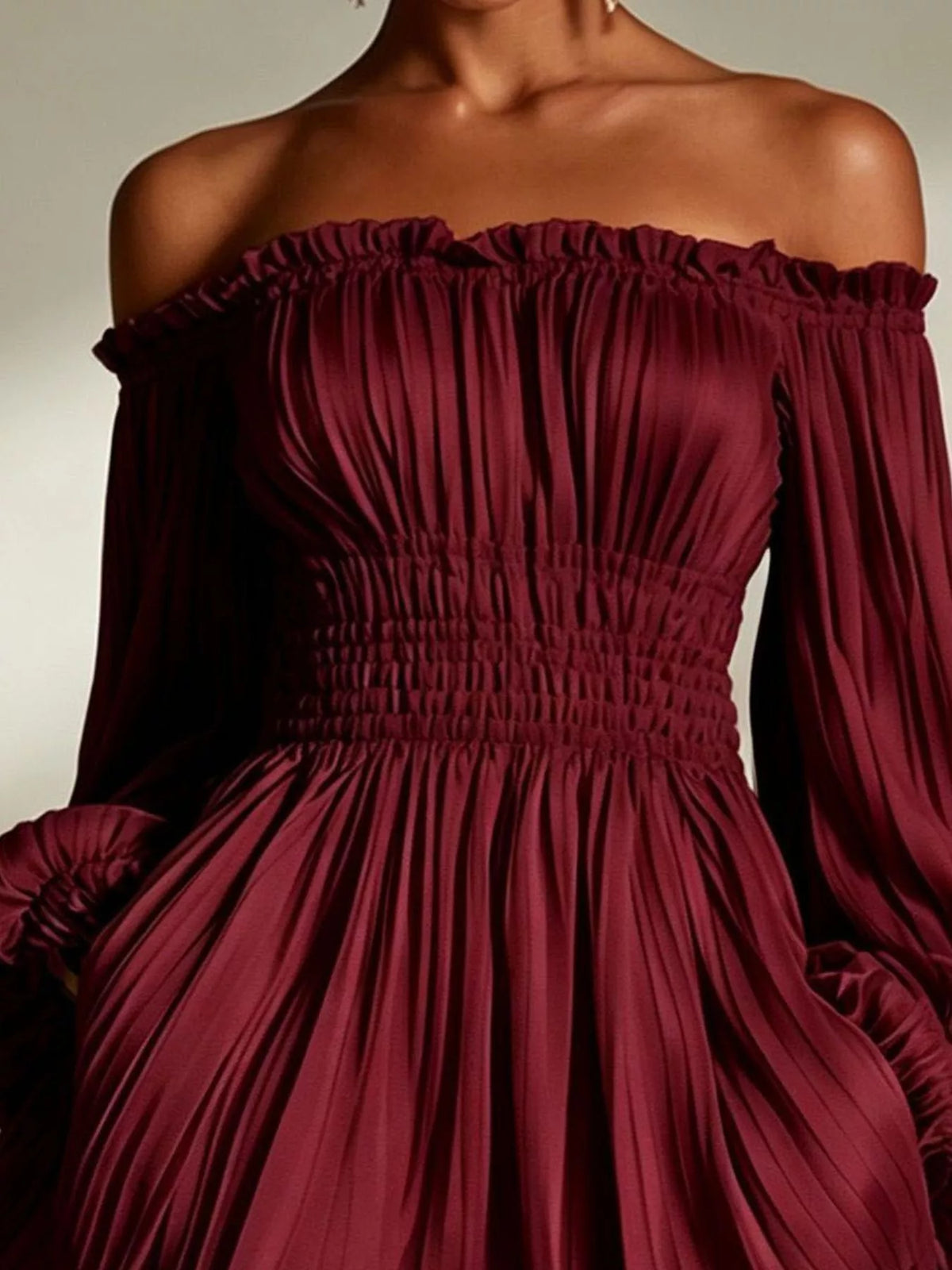 Women's Off-Shoulder Pleated Mini Dress