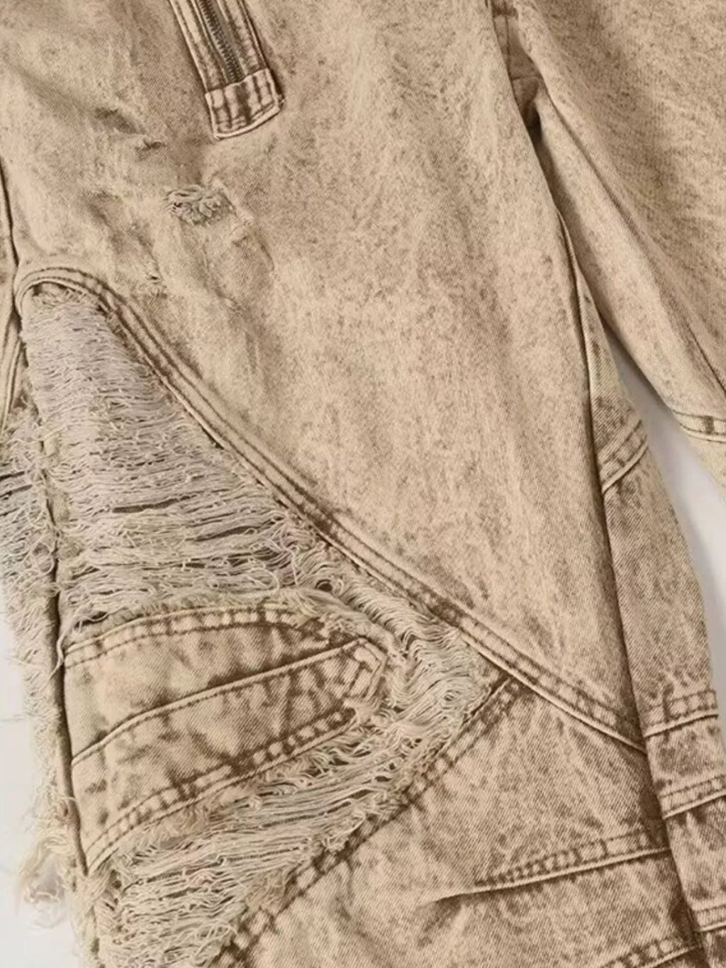 Men's Khaki Men's Distressed Wash Wide-Leg Jeans, Plus Size - Khaki