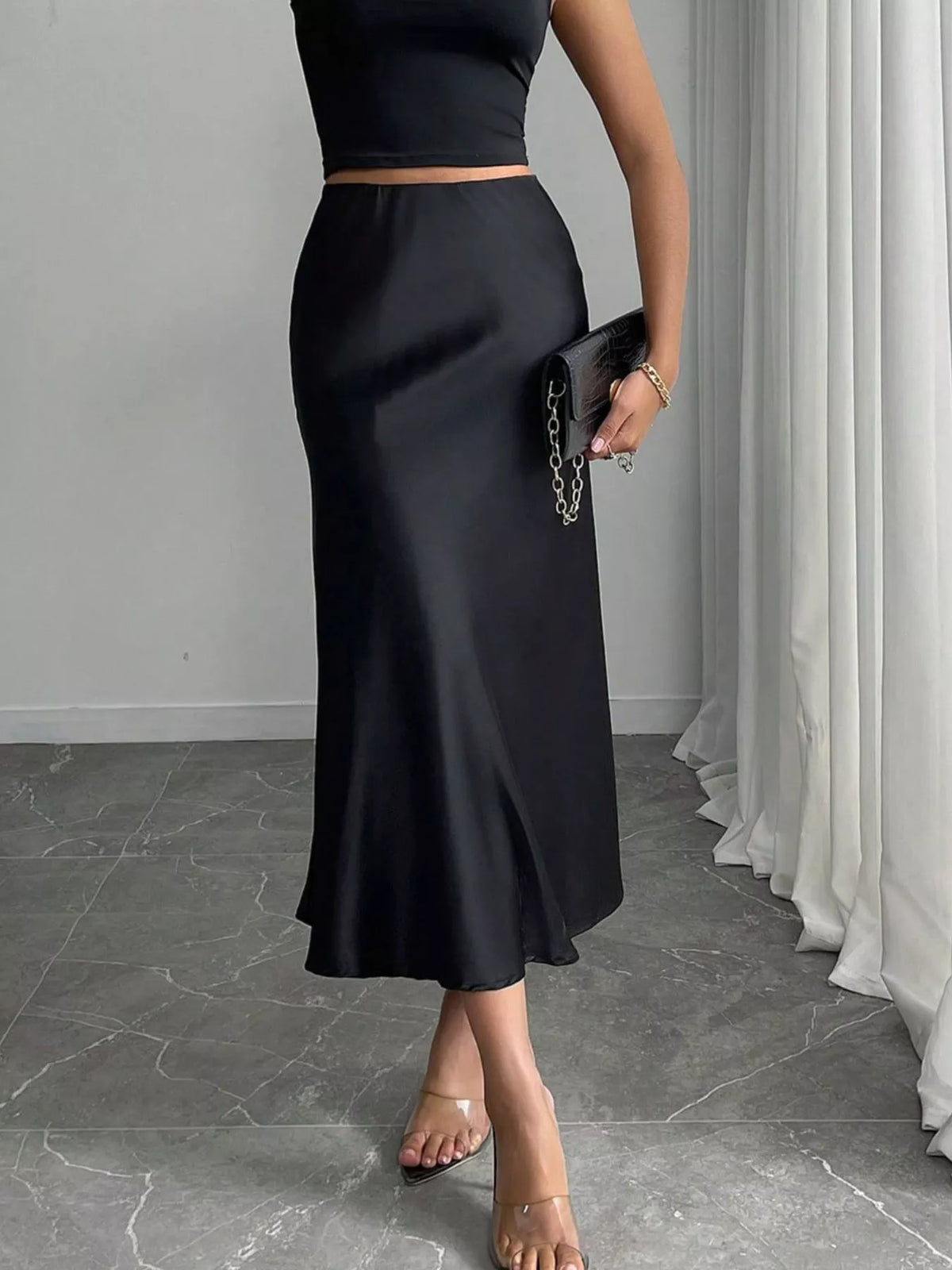 Women's Satin Midi Skirt