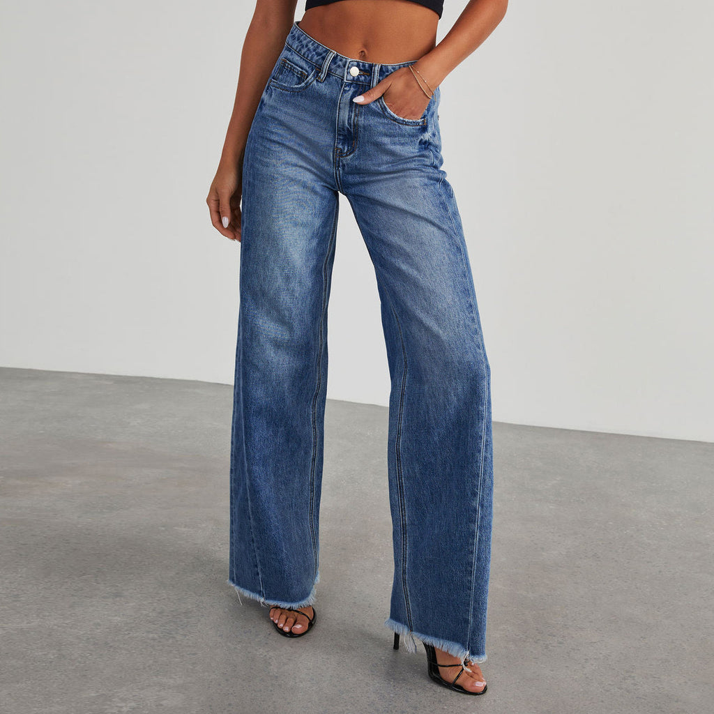 New Jeans For Women, Washed Loose Casual Straight-Leg Wide-Leg Floor-Length Pants For Women