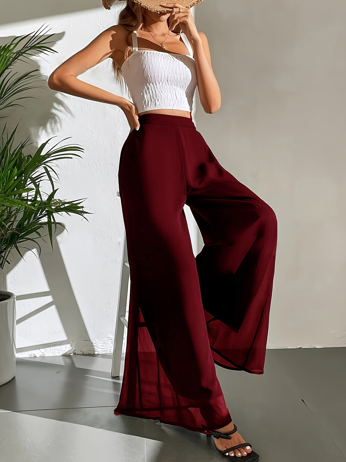Women's Autumn And Summer New Casual Chiffon Wide Leg Pants Loose Pants