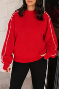 Women's Red Stand Neck Long Sleeve Regular Fit Sweatshirt - Red