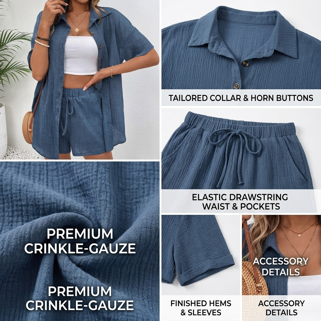 New Autumn Fashion Elegant Loose Solid Color Button Top Lace-Up Pants Suit