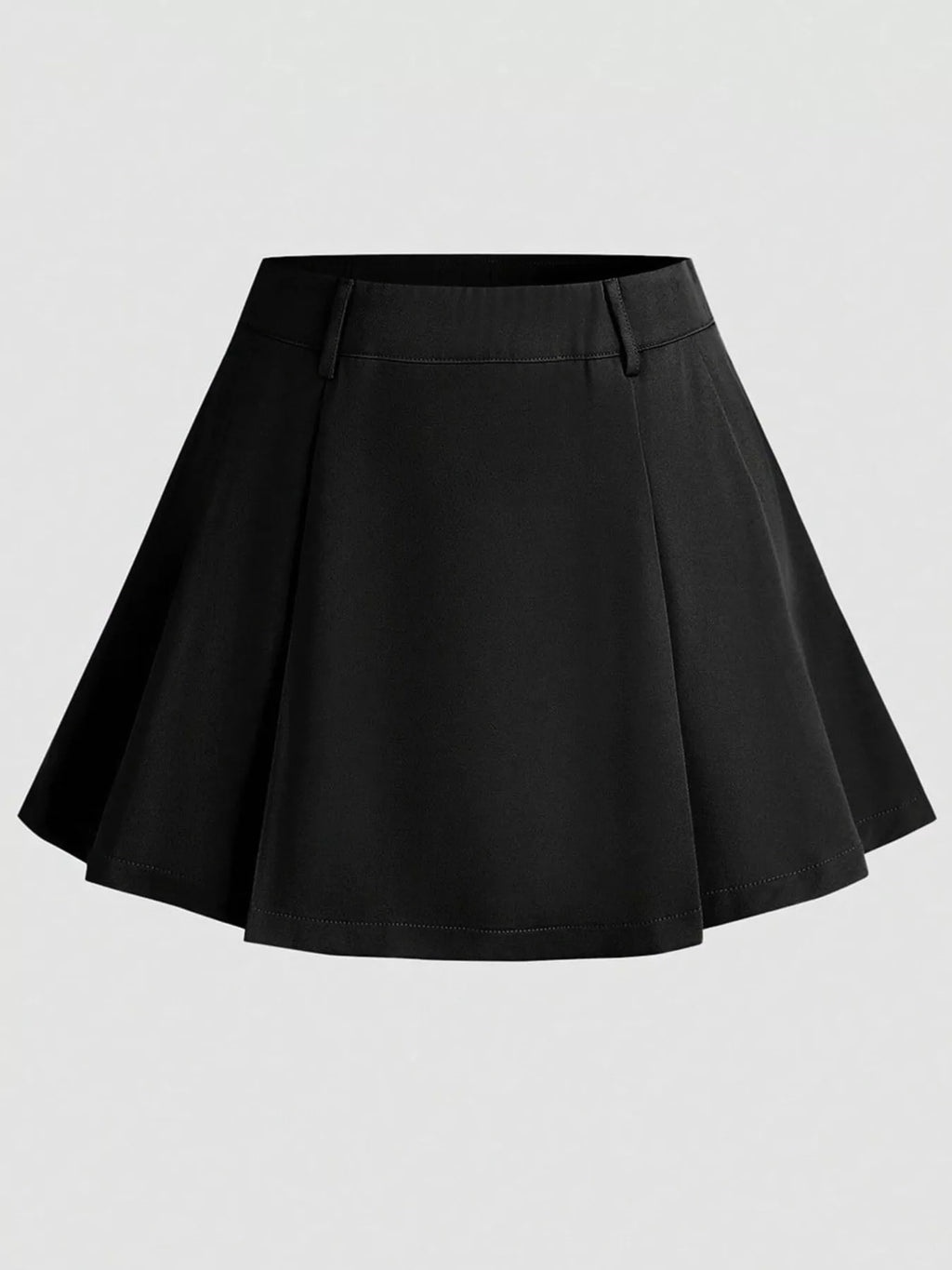 Women's Black Pleated Mini Skirt - Black
