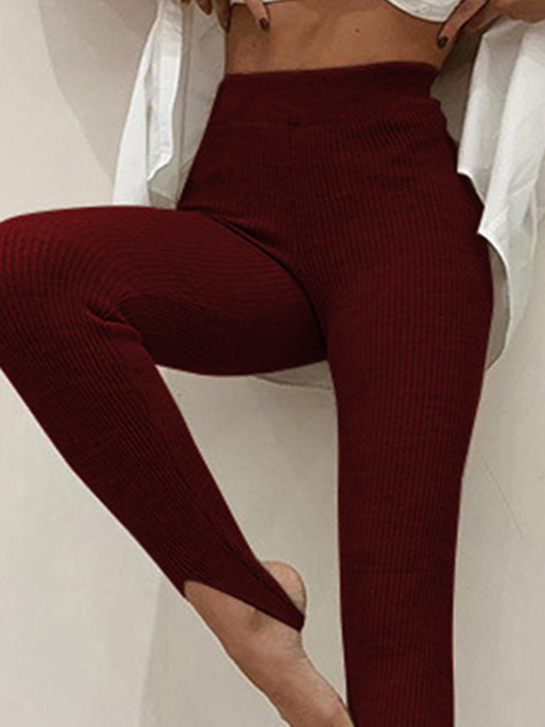Women's Ribbed Mid Waist Leggings