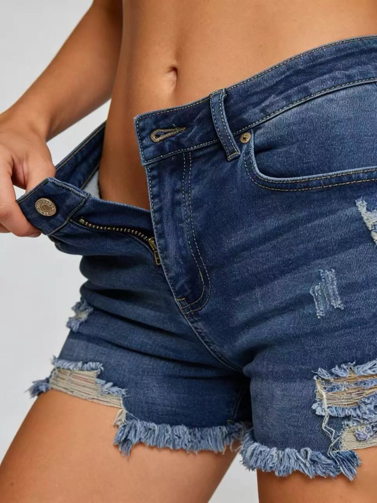 Women's Distressed Frayed Hem Denim Shorts