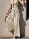 Women's High-Waisted Wide-Leg Pants - Beige