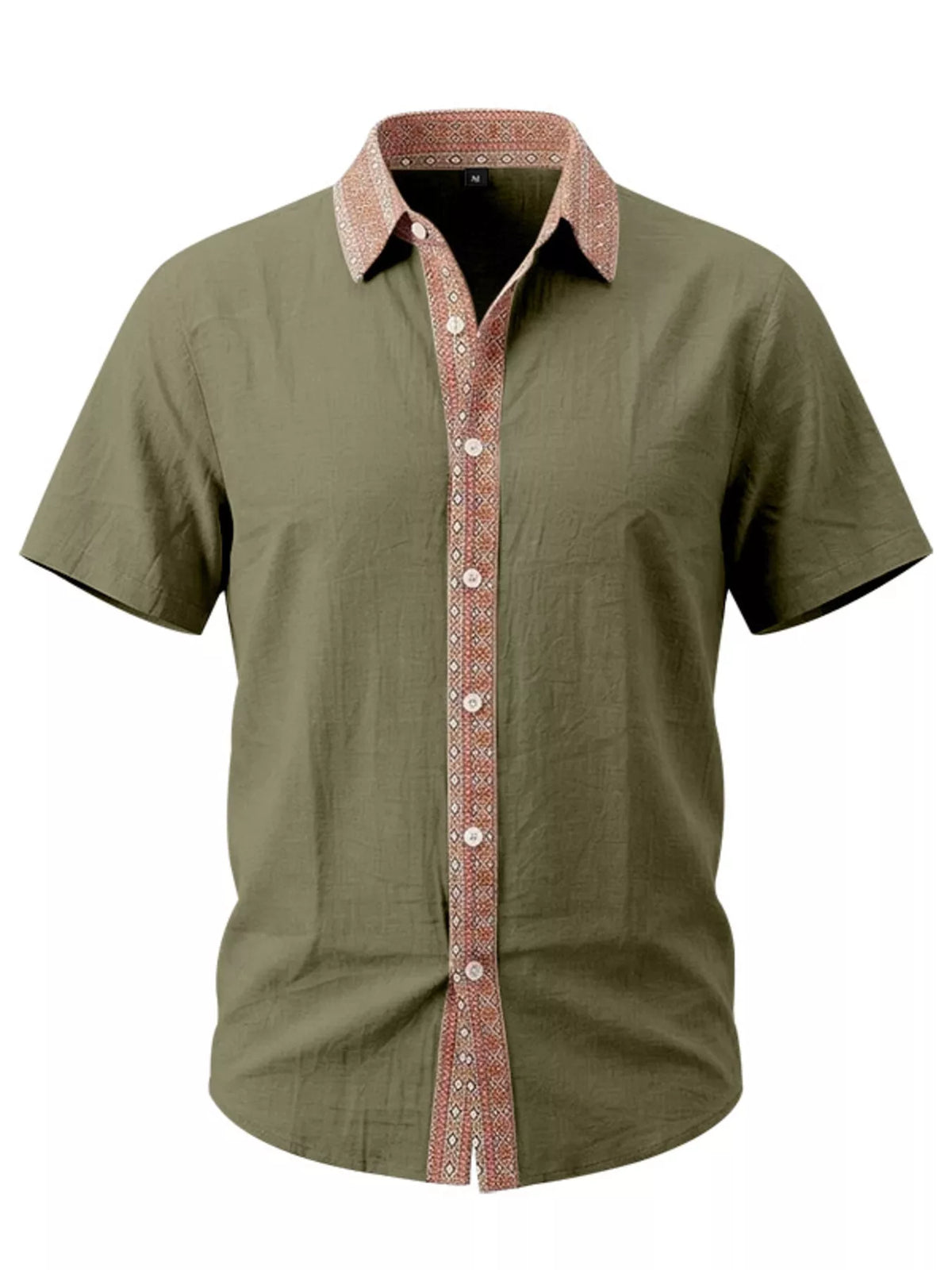 Men's Full Size Casual Short Sleeve Linen Shirt Plus Size