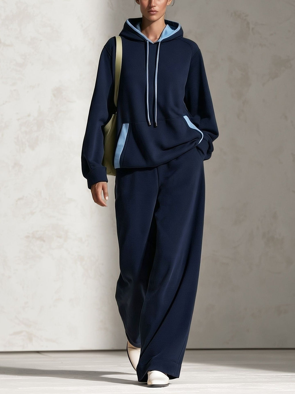 Hooded Sweatshirt And Wide-leg Pants Fashion Set