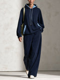 Hooded Sweatshirt And Wide-leg Pants Fashion Set