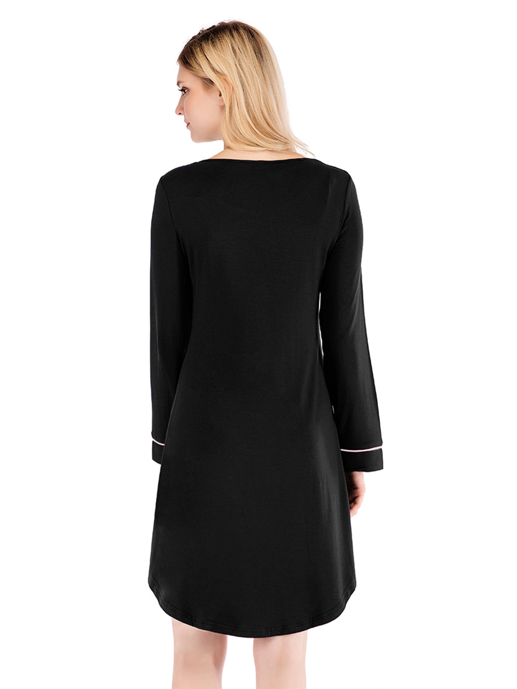 Women's Round Neck Night Dress with Pocket