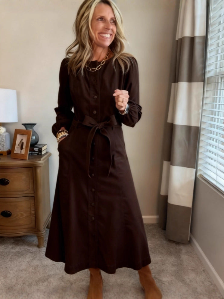 Fashionable Womens Loose-fit Casual Solid-color Dress