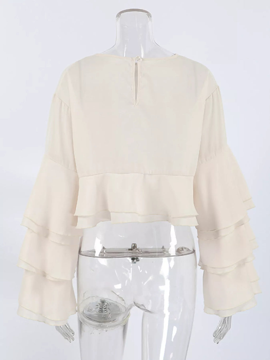 Layered Ruffled Hem Flare Sleeves Blouse