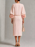 Puff-sleeved Dress With Floral Embellishments
