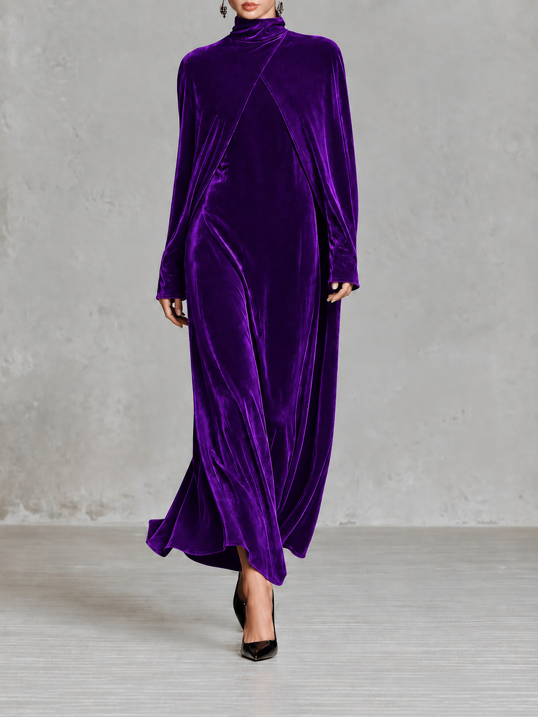 Women's Turtleneck Long-sleeve Shawl Dress