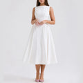 Women's Backless Fashion Crewneck Sleeveless Dress