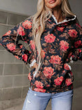 Women's Lace Trim Kangaroo Pocket Hoodie - Black