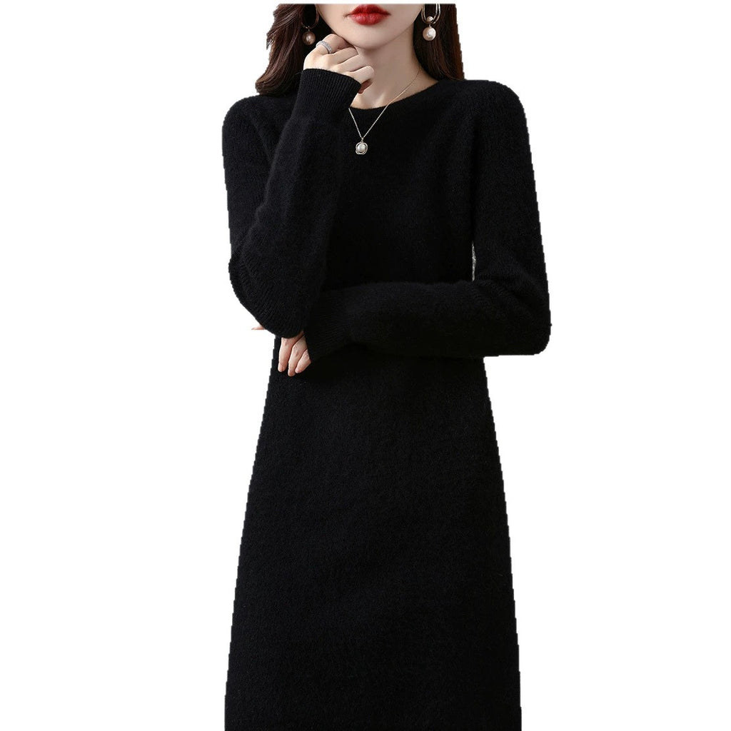 Mid-length Loose-fitting Figure-flattering Sweater Dress For Layering