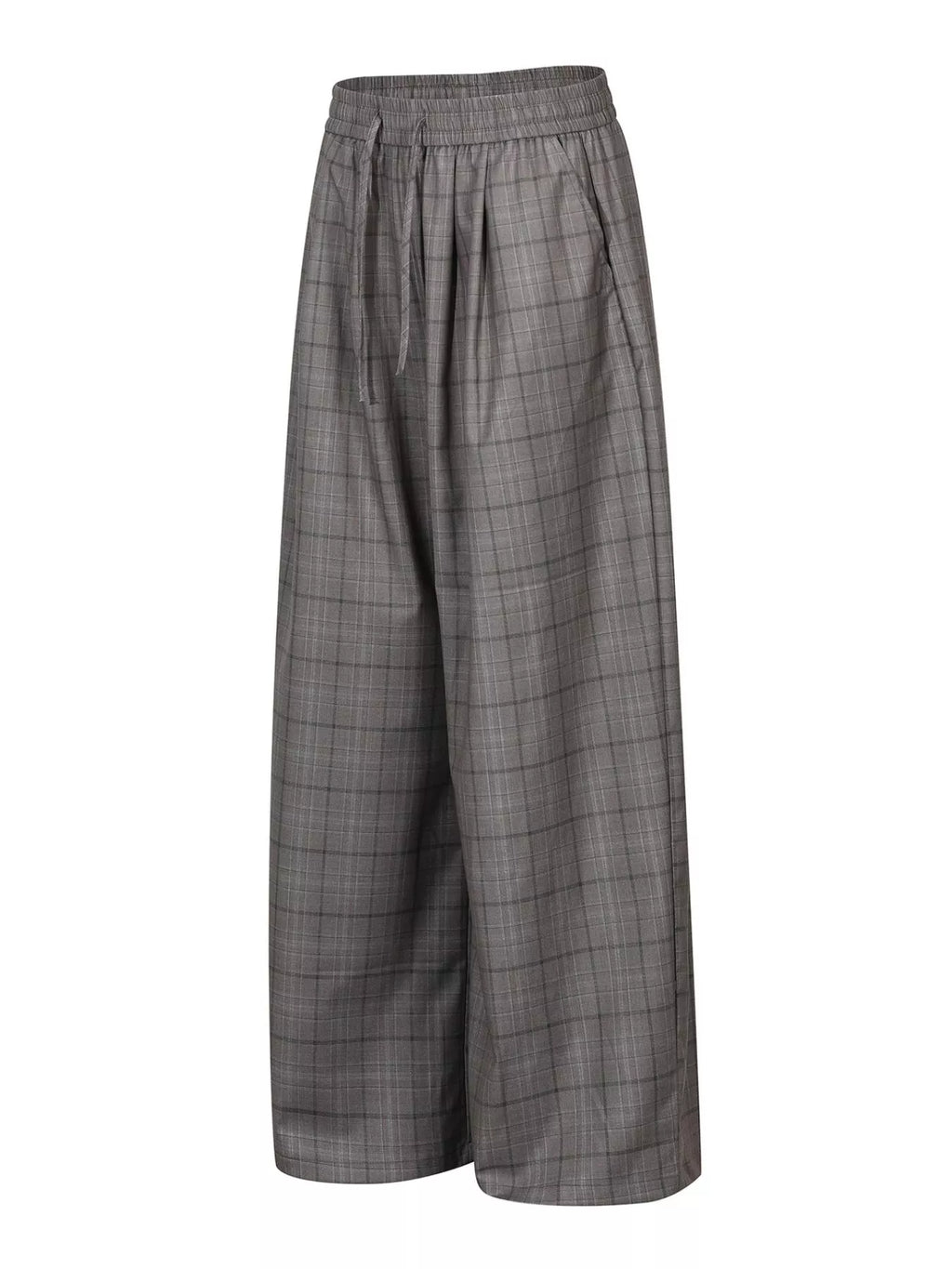 Men's Gray Men's Plaid Wide-Leg Pants - Gray