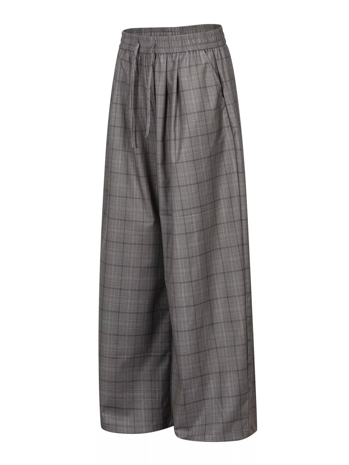 Men's Gray Men's Plaid Wide-Leg Pants - Gray