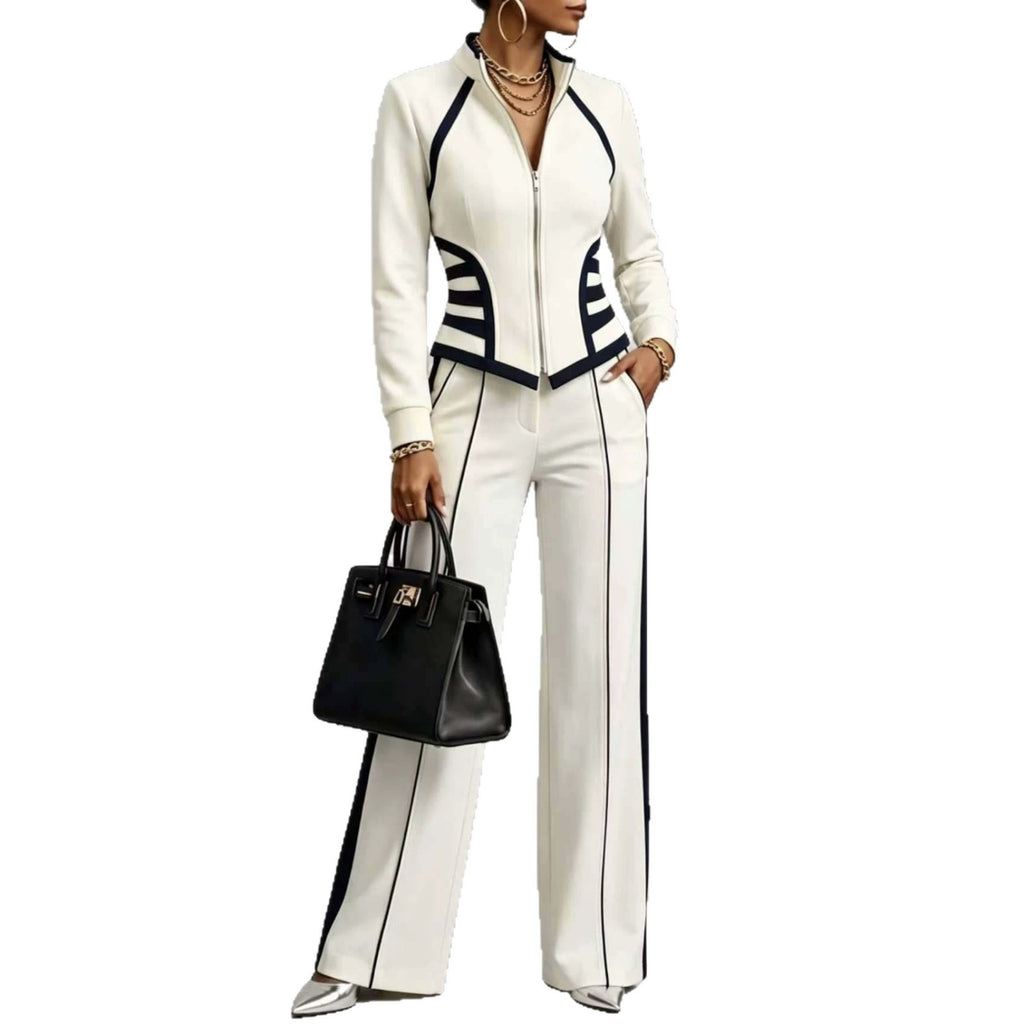 Tight-fitting Long-sleeve Top Tapered-leg Jacket Leggings Cotton Sports Set