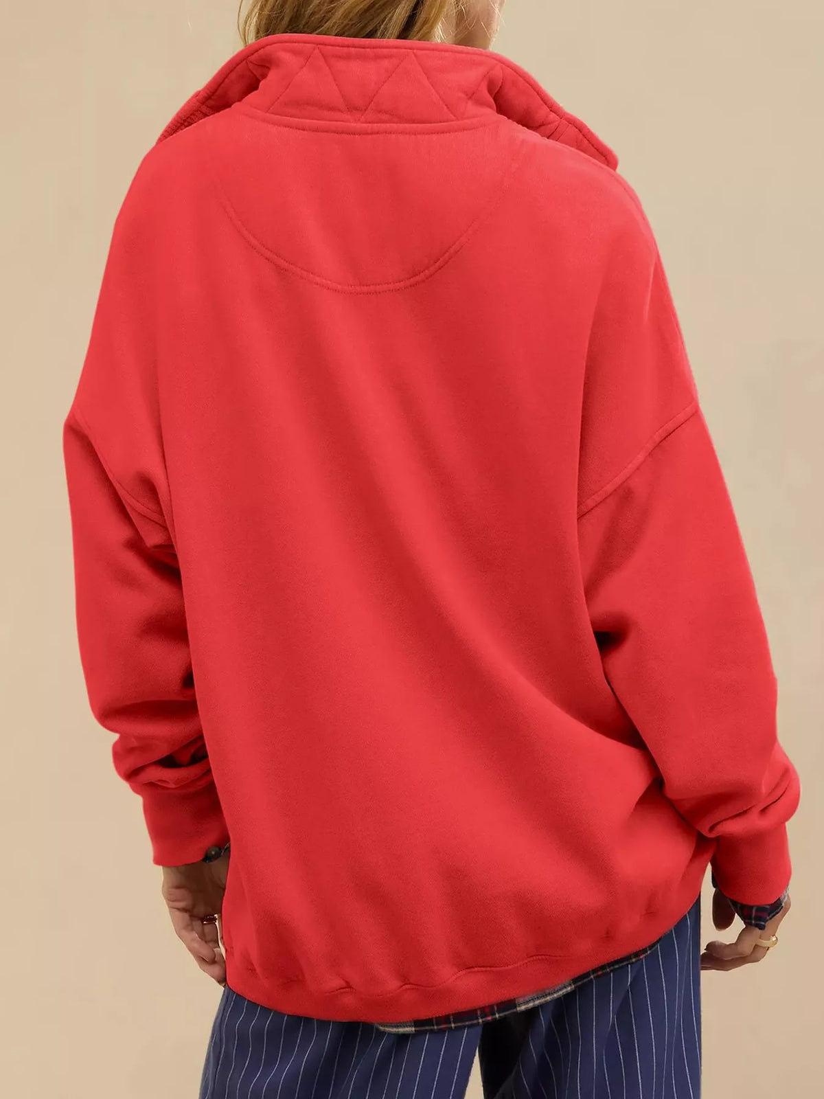 Women's Half Snap Dropped Shoulder Sweatshirt