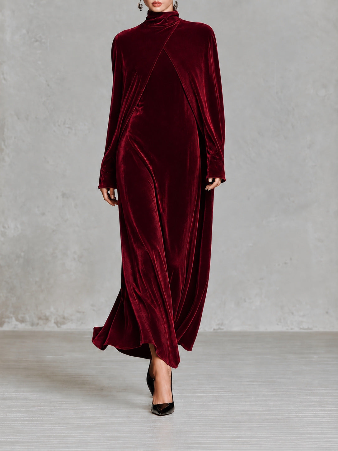 Women's Turtleneck Long-sleeve Shawl Dress