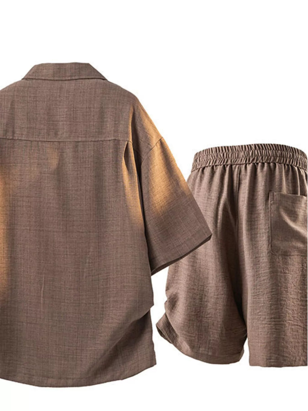 Men's Button Up Short Sleeve Shirt and Shorts, Plus Size