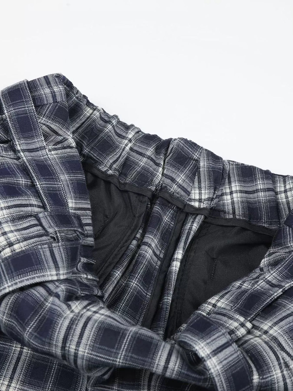 Men's Blue Men's Plaid Wide-Leg Pants - Blue