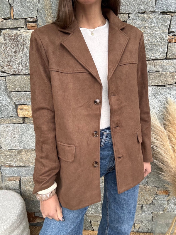 Vintage Brown Suede Jacket For Women