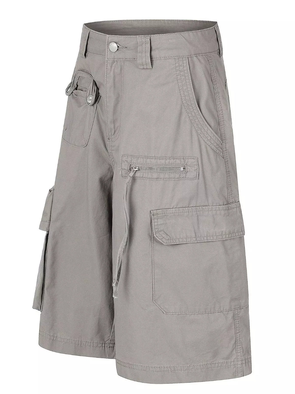 Men's Grey Men's Cargo Shorts with Multiple Pockets - Grey