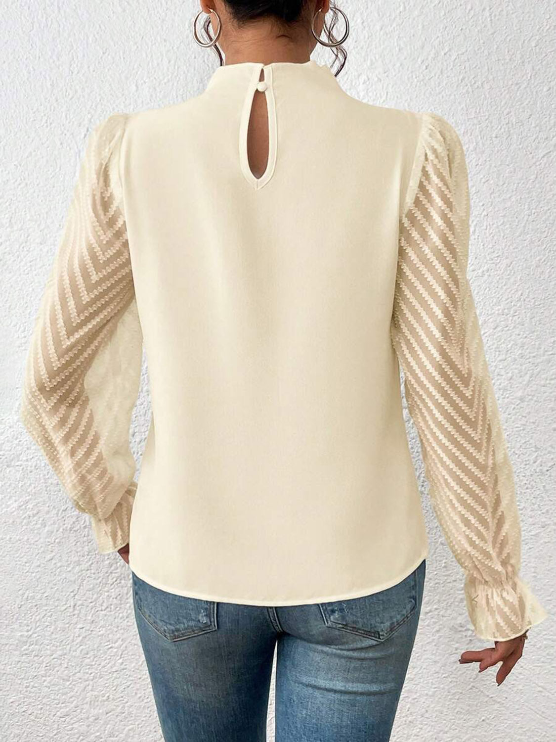Women's Mock Neck Flounce Sleeve Blouse
