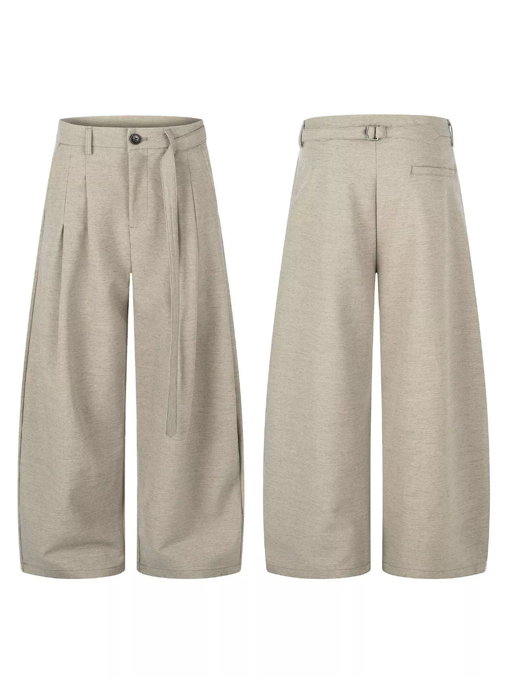 Men's Tan Men's Wide-Leg Pleated Pants - Tan