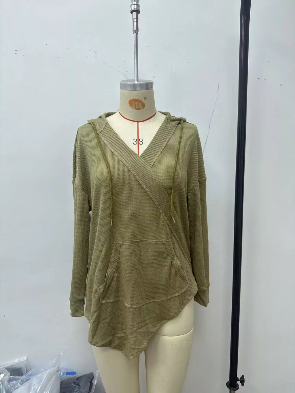 Women's Drawstring Waffle Knit Hoodie