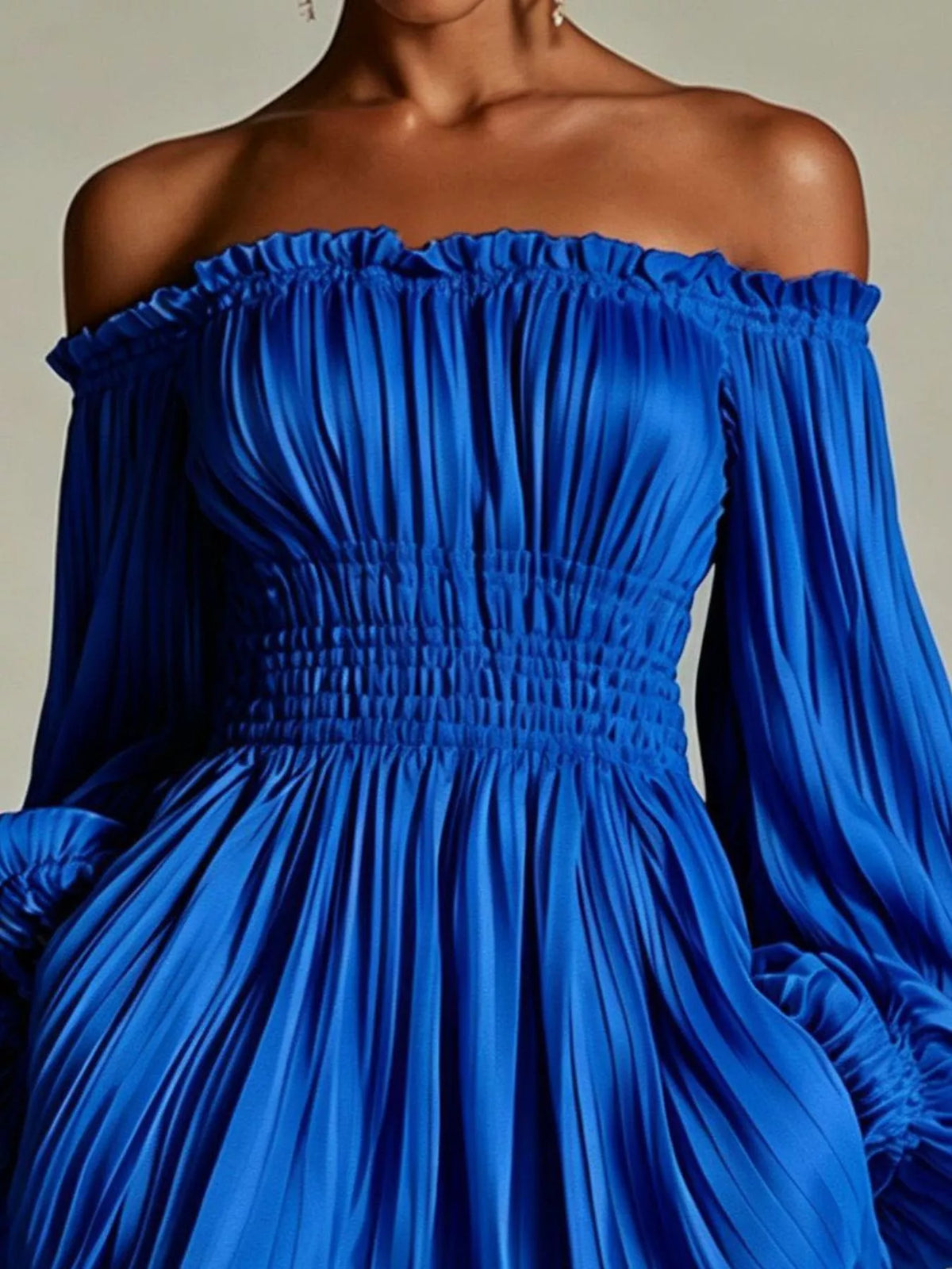 Women's Off-Shoulder Pleated Mini Dress