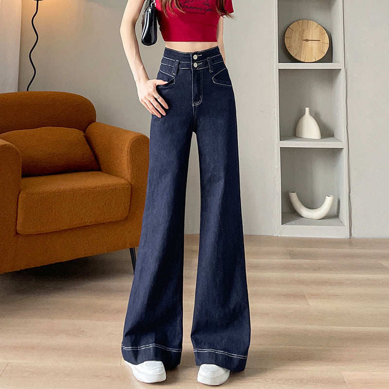 Flared Floor-length Wide-leg Denim Pants