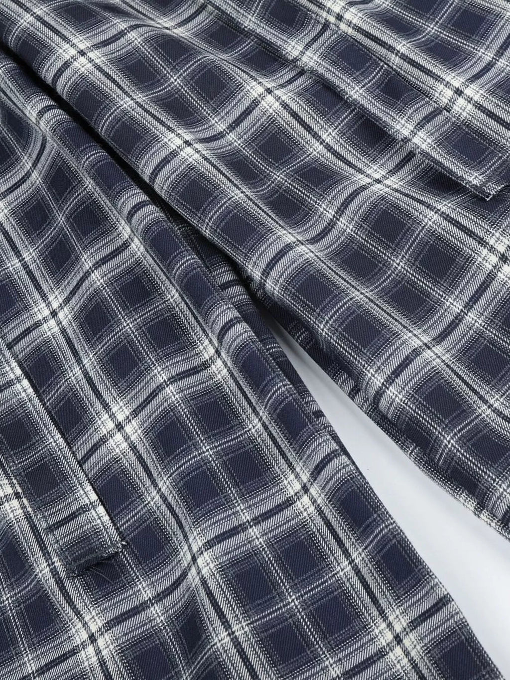 Men's Blue Men's Plaid Wide-Leg Pants - Blue