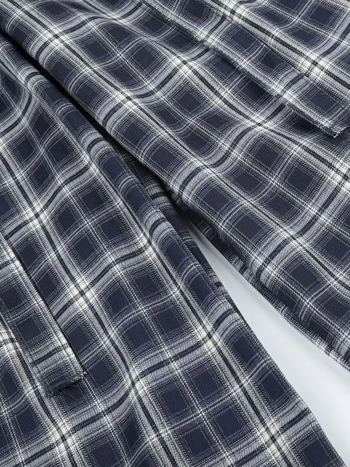Men's Blue Men's Plaid Wide-Leg Pants - Blue