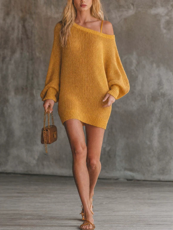 Fashionable Women's Off-shoulder Knitted Dress
