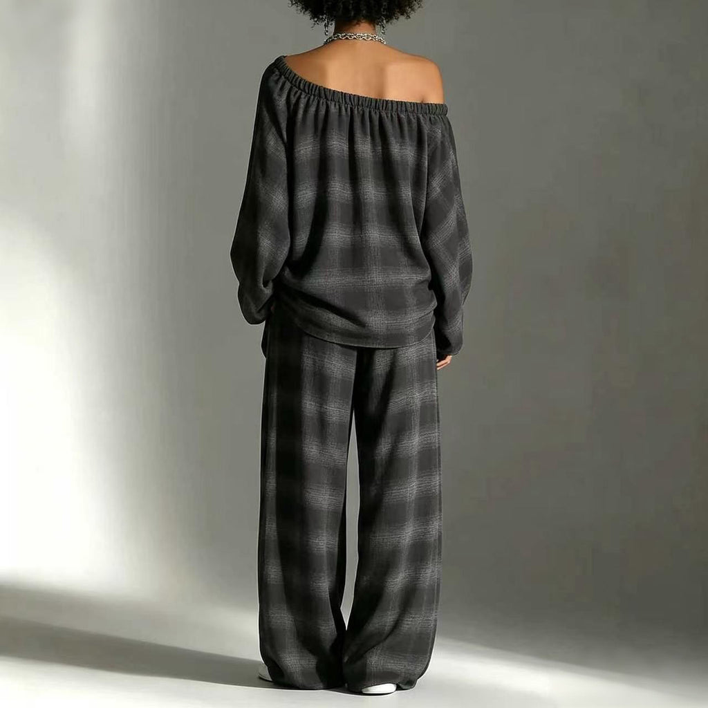 Womens Plaid Distressed Street-Style Color-Block Set