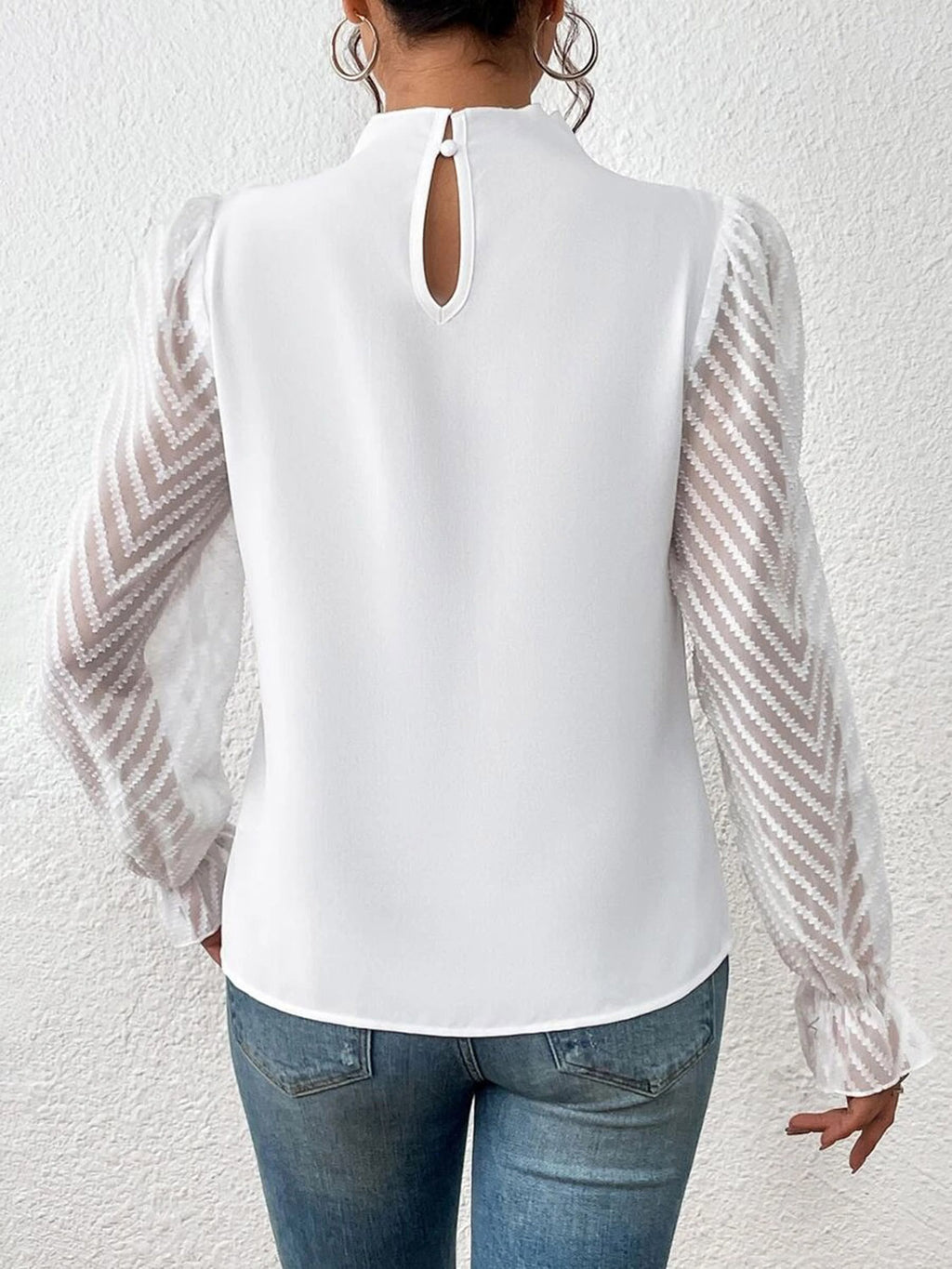 Women's Mock Neck Flounce Sleeve Blouse