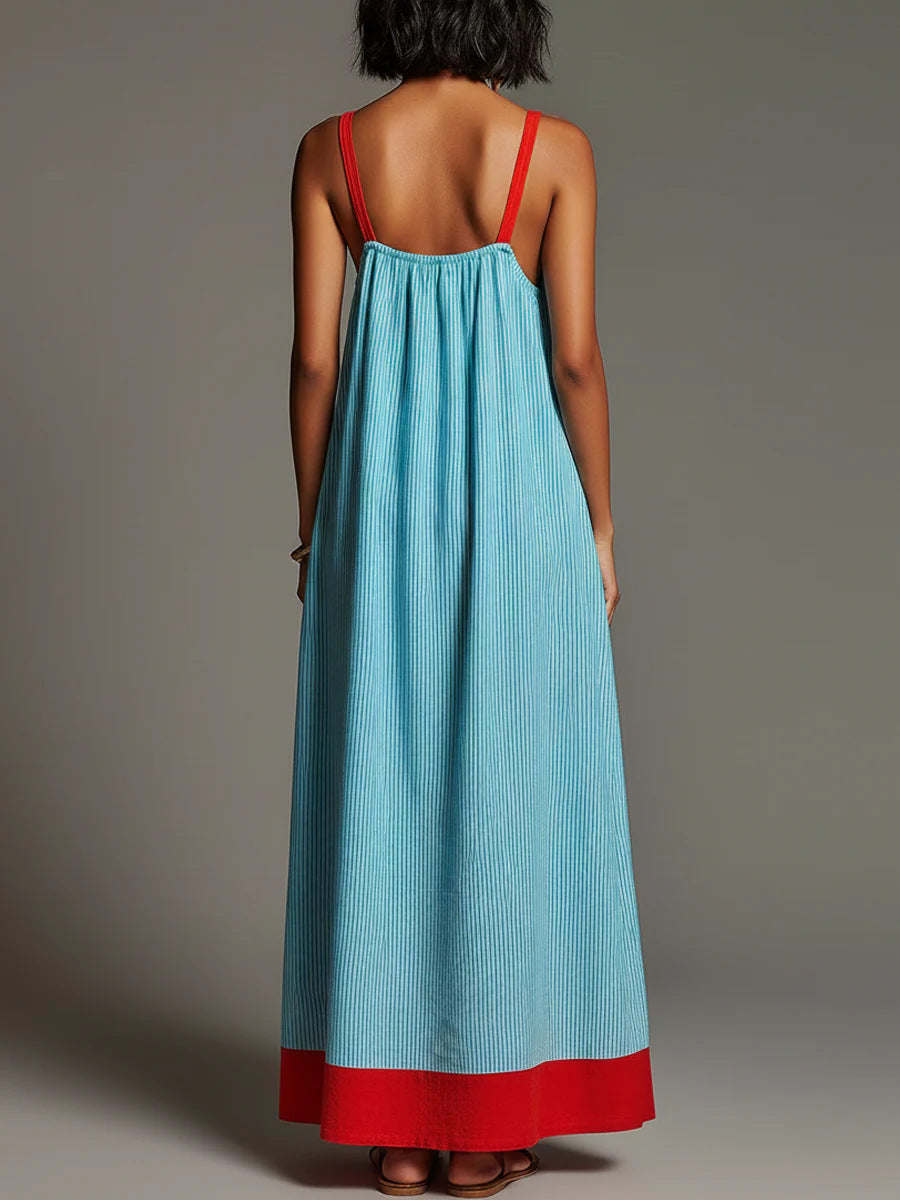 Striped High-end Slip Dress, New Summer Product, Elegant Long Dress For Women For Travel And Vacation