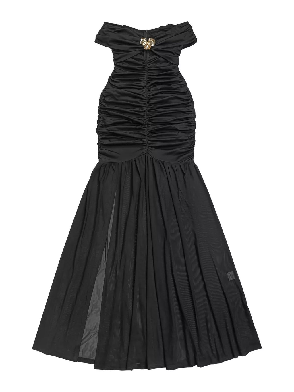 Women's Off-Shoulder Ruched Mermaid Maxi Dress