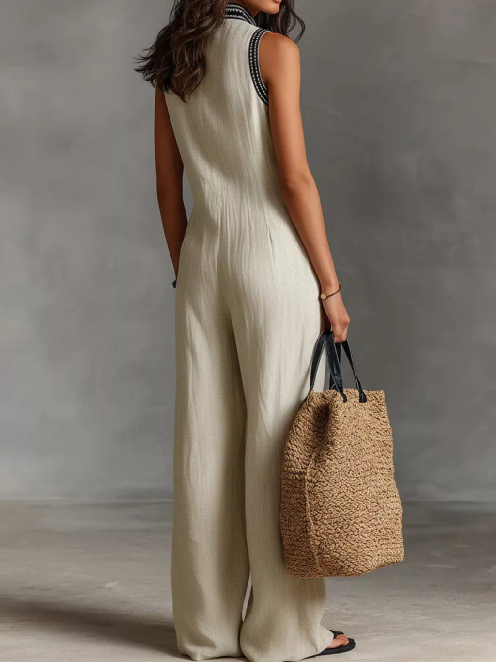 Women's Sleeveless Wide-Leg Jumpsuit, Plus Size