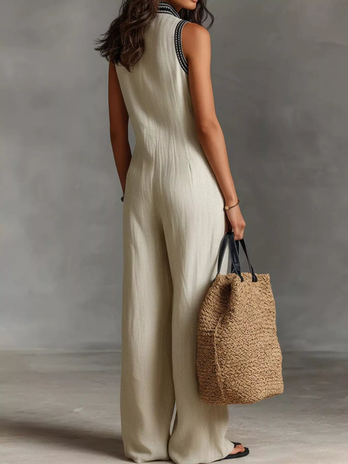 Women's Sleeveless Wide-Leg Jumpsuit, Plus Size