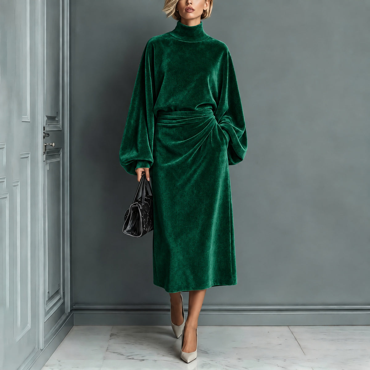 Women's Turtleneck Long-sleeve Dress