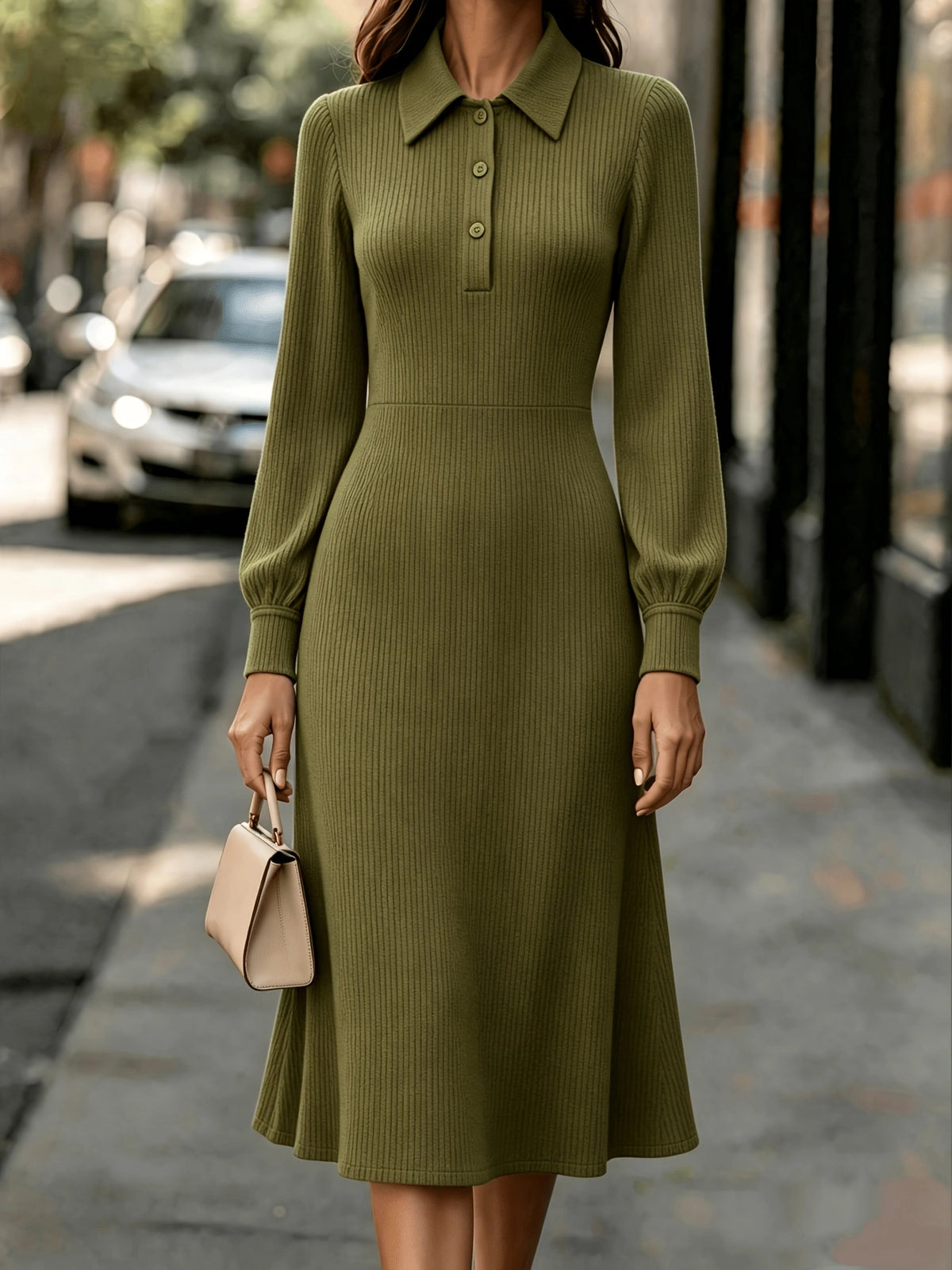Womens Solid-color Casual Versatile Dress