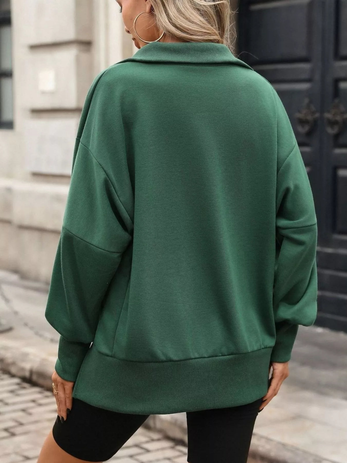 Women's Side Slit Half Snap Sweatshirt